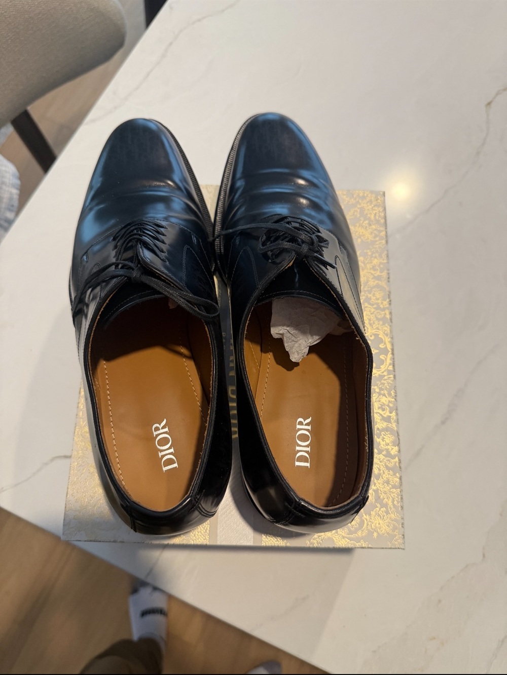 Dior Black Leather Lace-Up Dress Oxfords